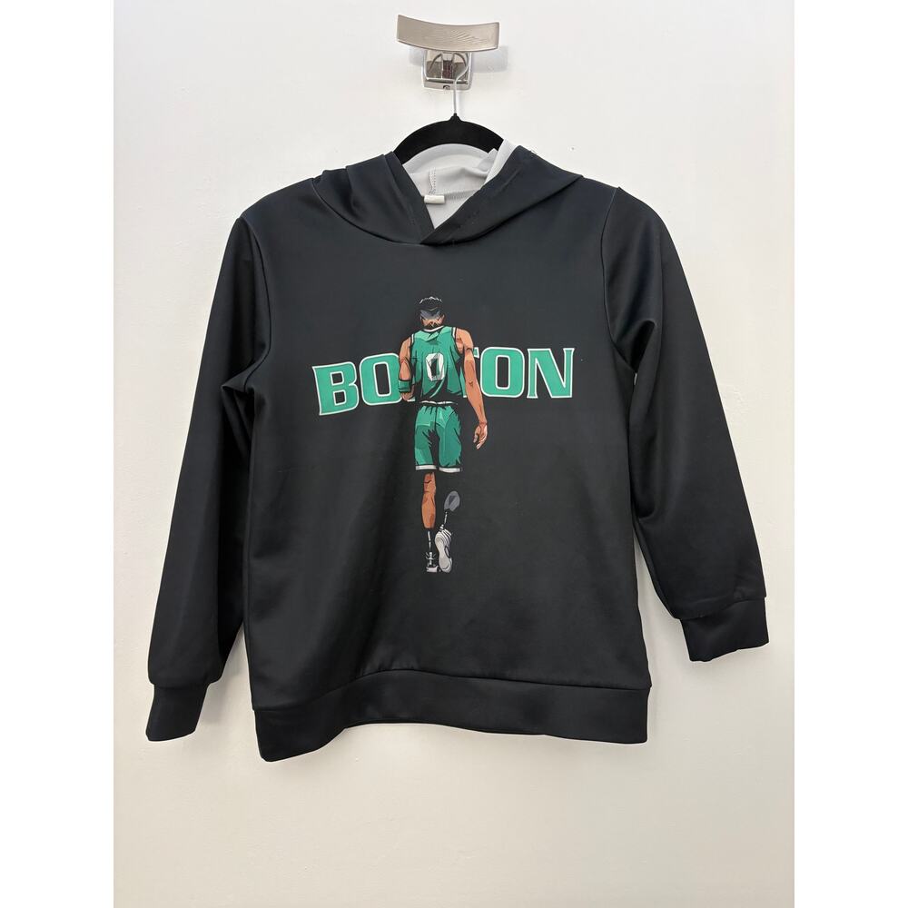 Boston Celtics Jayson Tatum Black Hoodie Sweatshirt Size 9-10 Youth EUC